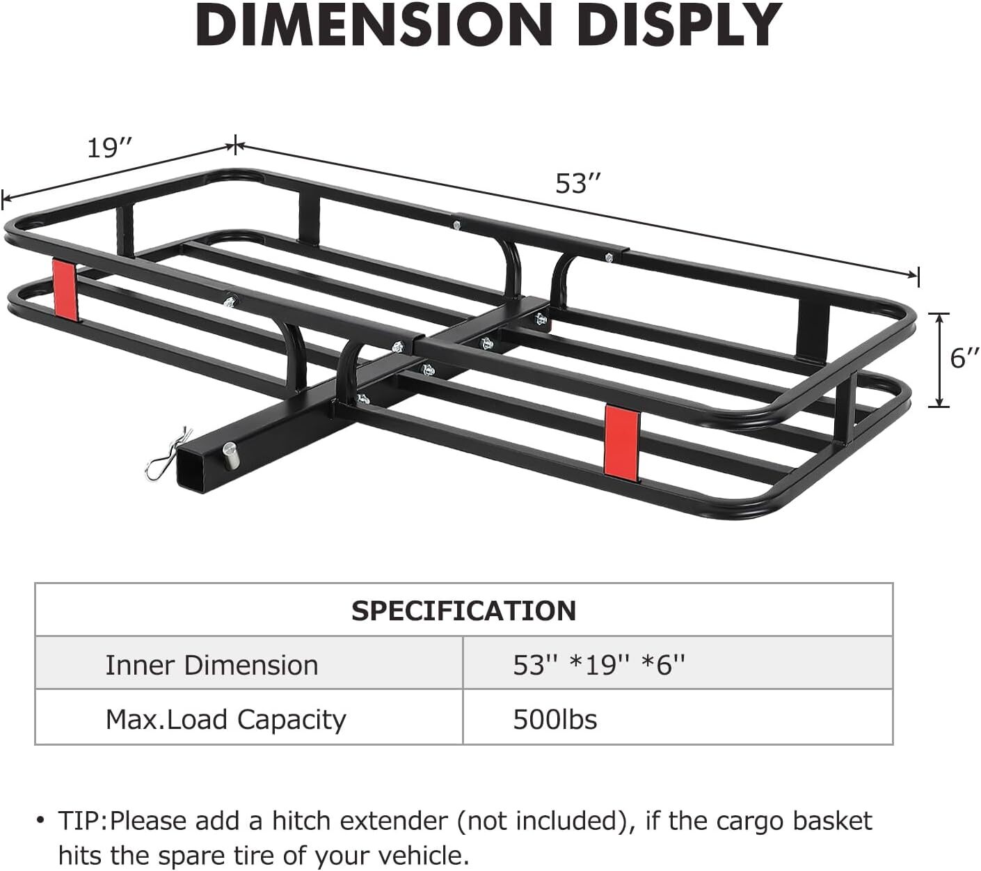 For SUV Truck Van 500 lbs Rear Luggage Basket Hitch Mount Mesh Cargo Carrier