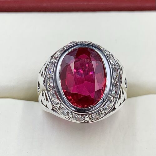 Deep Red Ruby Mens Ring Sterling Silver 925 Handmade Anari Yaqoot Ring Ruby Gem - Picture 2 of 6