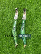 2 Curved Blade Hoof Knives with Hoof Pick & Brass Shoe Aid – Farrier Tool Set