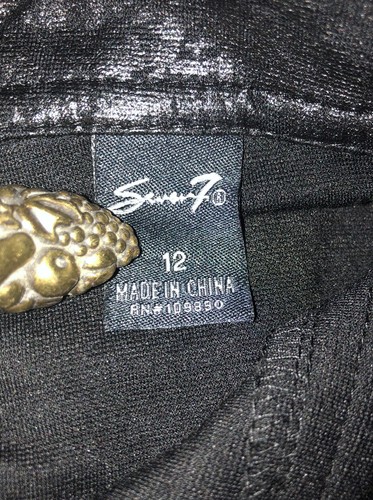 Seven7 Damen Gr. 12 schwarz geprägt schimmernd Stretch Jeggings Leggings - Bild 6 von 7