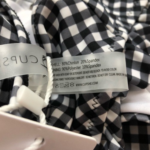 NUEVO CON ETIQUETAS Cupshe volante gingham a cuadros sexy bikini xs negro blanco - Imagen 9 de 9