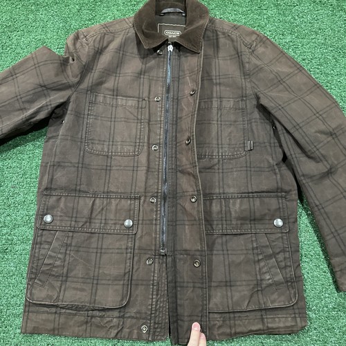 Men’s Coach Fatigue Tattersall Plaid Utility Field Jacket Lined Cargo Brown Sz S - Picture 7 of 9