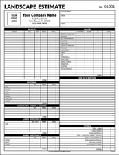 Landscape Estimate Form / 2 Part Carbonless - 8.5 x 11 - TMG146