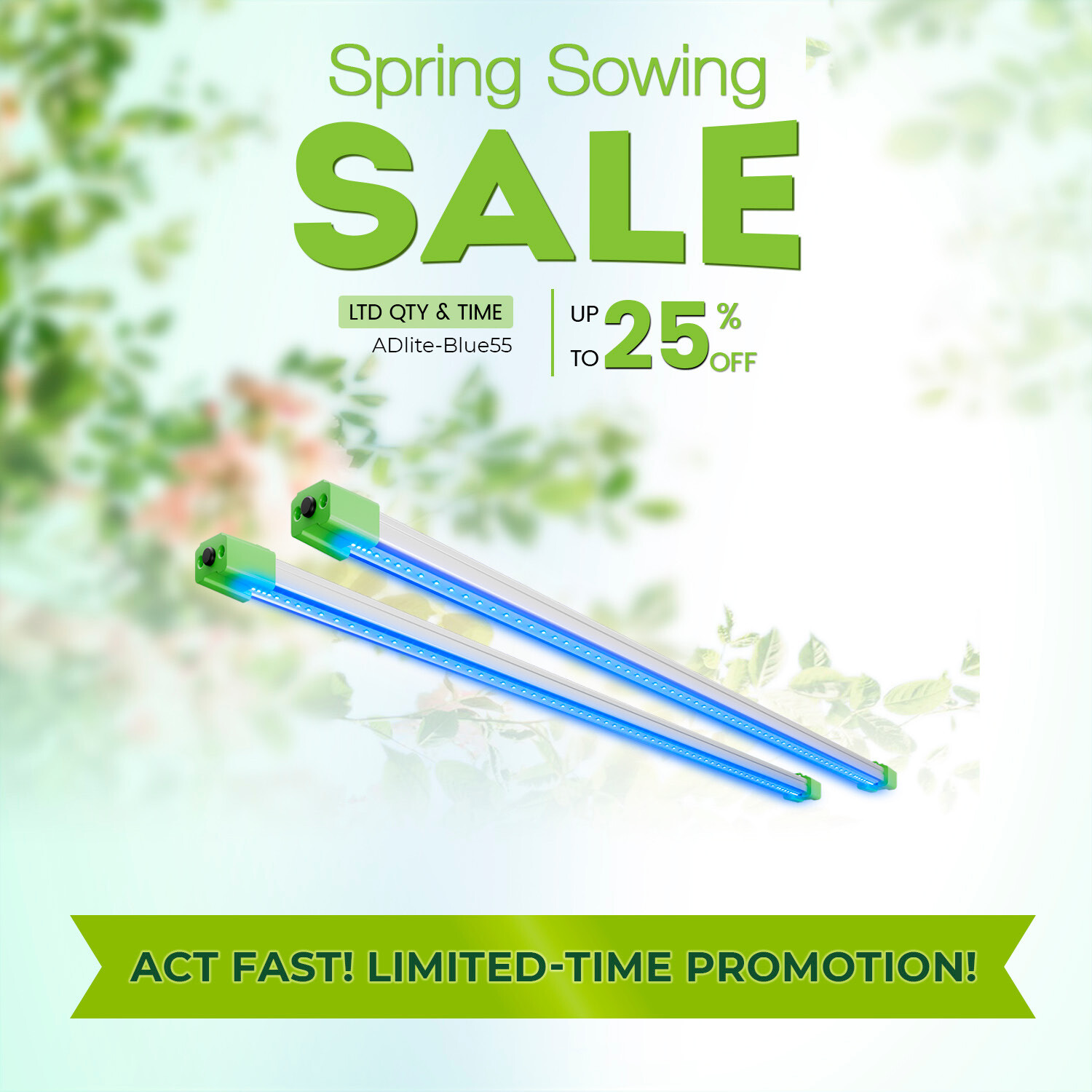 MARS HYDRO Blue55 Supplemental Led Grow Light Bars w/timer for Indoor Plants