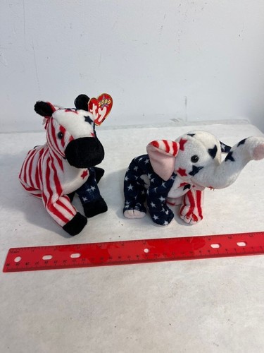 Lot Of 2 Ty Beanie Babies Lefty and Righty 2000 Elephant Donkey Has Tags Rare - Picture 5 of 6