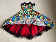 Party Dress Vintage Designer Caroline Walker Size 10 UK Cotton Tiered Petticoat