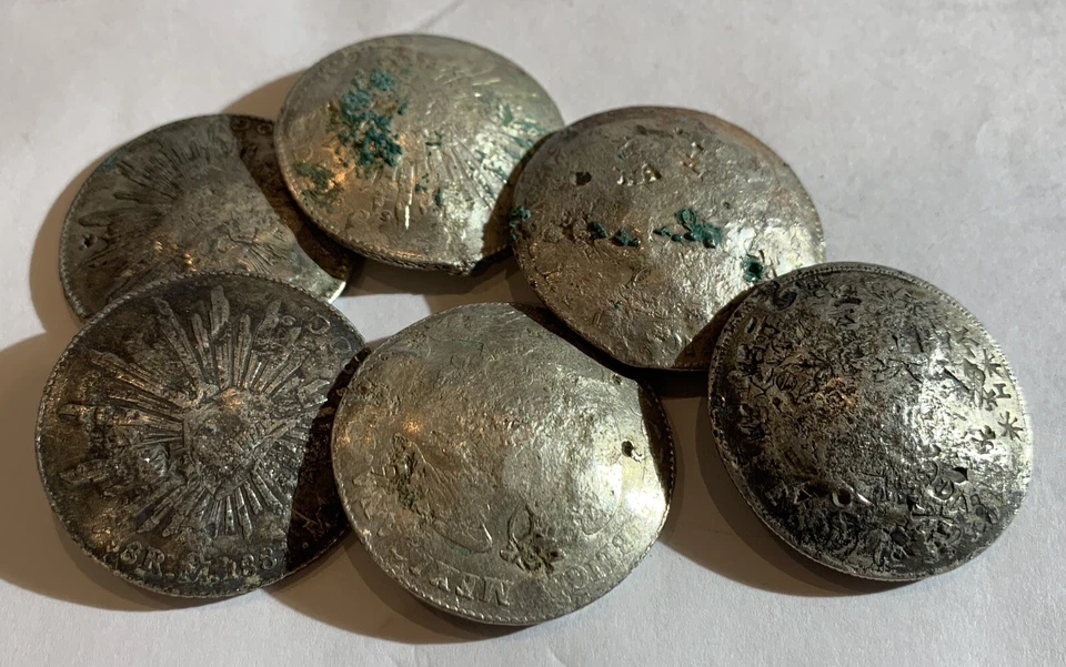 1800S MO FM MEXICO 8 РЕАЛОВ СЕРЕБРЯНАЯ МОНЕТА С ТЯЖЕЛОЙ КИТАЙСКОЙ ОТМЕТКОЙ XF, СЛУЧАЙНЫЙ - Изображение 2 из 2