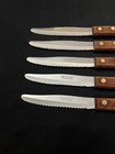 Vtg FORGECRAFT Steak Knives Serrated Stainless Steel Wood Handles Japan SET OF 5 — photo 3