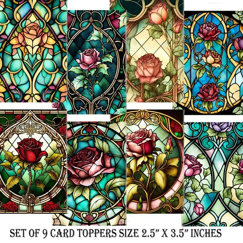 Juego de 9 ventanas de vidrieras para tarjetas Libro de recortes ref 1 - Imagen 3 de 3