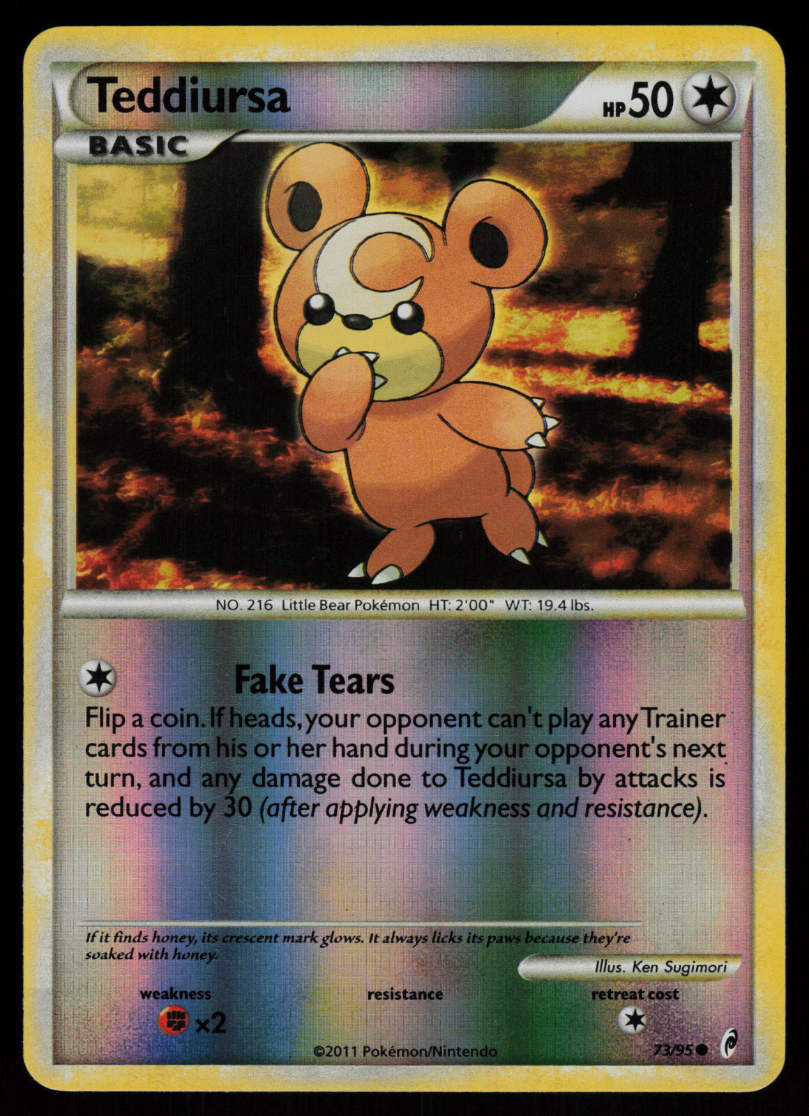 Teddiursa - 73/95 - Pokemon Card Call of Legends Reverse Holo Common - LP