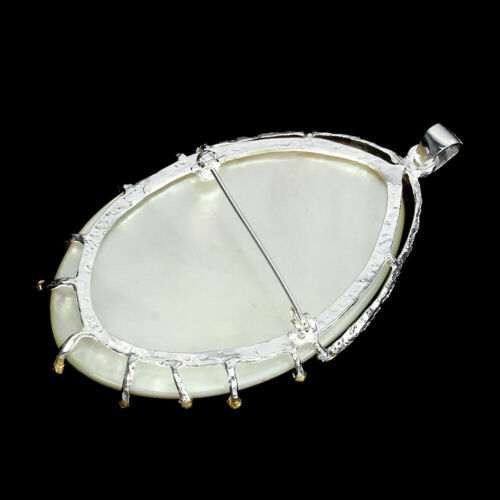 925 Plata de Ley Hawk Colgante Broche Ovalado Mop 58x40mm Rodolita Gema - Imagen 3 de 9