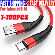 Braided USB C Type C Fast Charging Data Cable Cord for i Phone 16 Pro Max 15 lot
