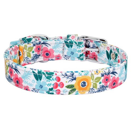 Floral Dog Collar Soft Comfortable Adjustable Metal Buckle for Small Medium Dogs - Picture 5 of 18
