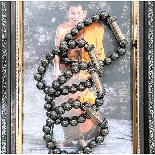 Bracciale Lp Maha Sila Takrut Leklai Amuleto Rich Millions edizione Talismano Thailandese - Foto 4 di 8