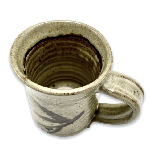 Mug Wheel Thrown Pottery Beige Brown Signed - Picture 7 of 11