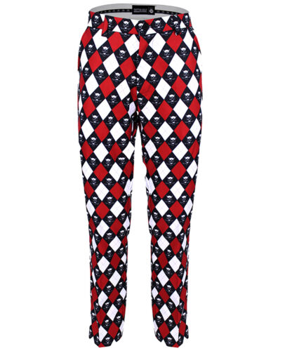 Tattoo Golf Mens Red/Black/White Monster ProCool Argyle Golf Pants - Picture 1 of 1
