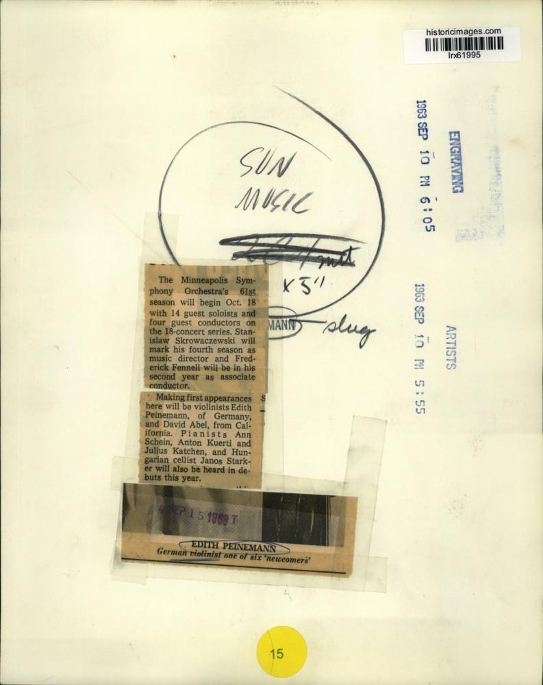 1968 Press Photo Violinist Edith Peinemann will play with