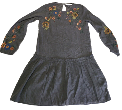 Zara Gray Drop Waist Dress TRAFALUC Embroidered Beaded Loose Fit XS Ruffles | eBay Zara Gray Drop Waist Dress TRAFALUC Embroidered Beaded Loose Fit XS Ruffles | eBay