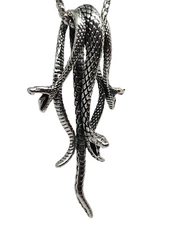 Triple Snake Hydra Steel Necklace Pendant Transformation Renew 27" Chain Boxed