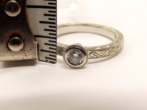 14K Weißgold kanadischer Diamant Ring Gr. 6,25 Rollband Verlobung Hochzeit - Bild 7 von 9