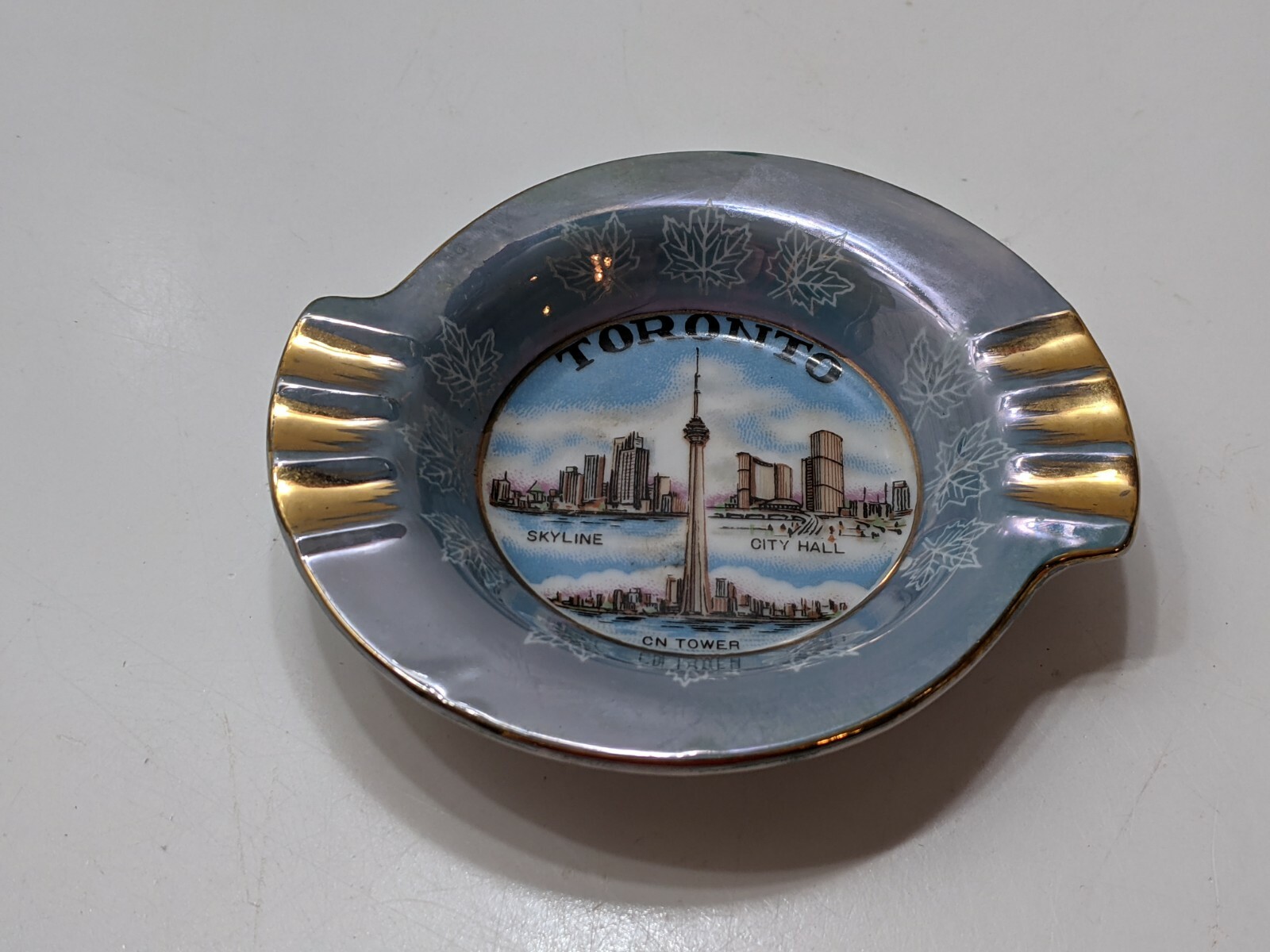 Vtg Ashtray Toronto Canada City Skyline Hall Tower Made in Japan