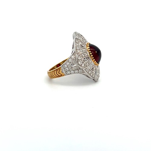 Almandin Granat 3,30tcw & Diamant 1tcw 18ky Gold & Platin Ring Gr. 6,5 NEU - Bild 3 von 6