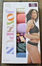 Joyspun ~ 6-Pair Women's Cotton Thong Panties XXL (20) New in Box!!