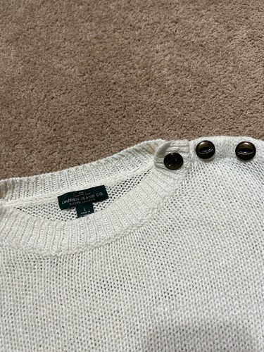 polo ralph lauren Lauren Jeans Co women Large crop sweater Linen cotton blend - Picture 3 of 11