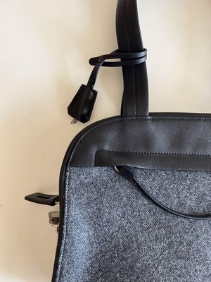 PRADA SPORT HAND BAG 1999FW Black Grey Leather Logo Men 