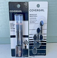 CoverGirl Makeup Masters Eyeshadow Applicators 3 Ct & Brow Pencil Black Noir 2Ct