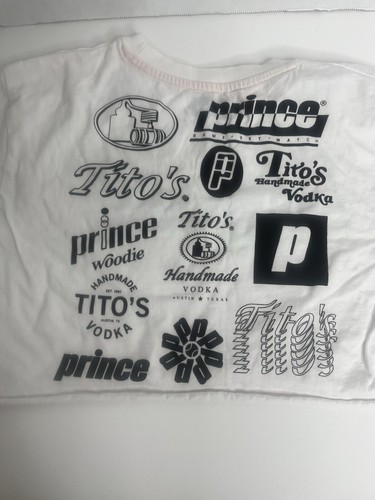 Prince x Titos Women’s White Cropped Top Small Vodka Beachy - Picture 6 of 6