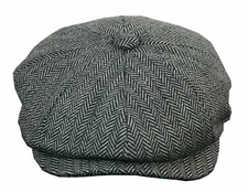 Mens Peaky Blinders Grey Tweed Hat Newsboy Gatsby Flat Baker Boy Grandad Cap Hat