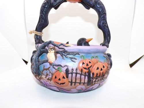 Jim Shore Halloween Basket with Figurines 2022 'Oh What a Frightful Night' - Picture 3 of 11