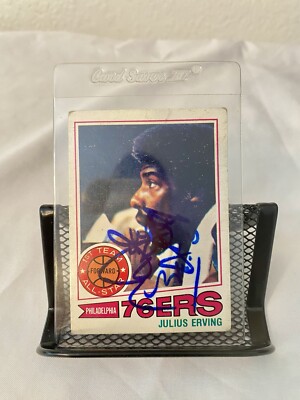 1977-78 Topps #100 Julius Erving Philadelphia 76ers Signed Autograph In ...