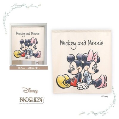 JAPAN MAde Disney ''Sketch Style Mickey & Minnie'' Noren Privacy Curtain Cute Gift