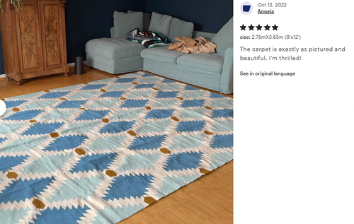 Wool Area Boho Rug Vintage Kilim Modern Carpet Blue White Southwest Living Room - Picture 3 of 7