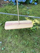 Child Live Edge Cedar Wood Tree Swing with 10 feet single Polypropylene rope