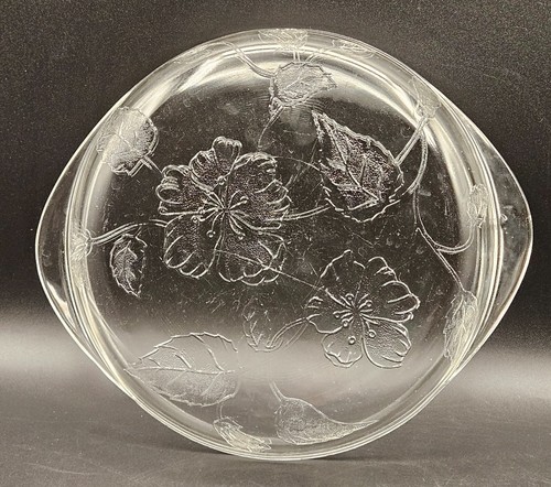 Vtg Sears Mckee Glass Ovenware Pie Plate Etched Hibiscus Flowers 8.5" - Bild 4 von 6