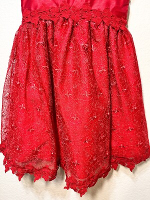 Laura Ashley Girls Sz 5 Red Lace Dress Christmas Holiday Portrait 4 Layer  Skirt | eBay