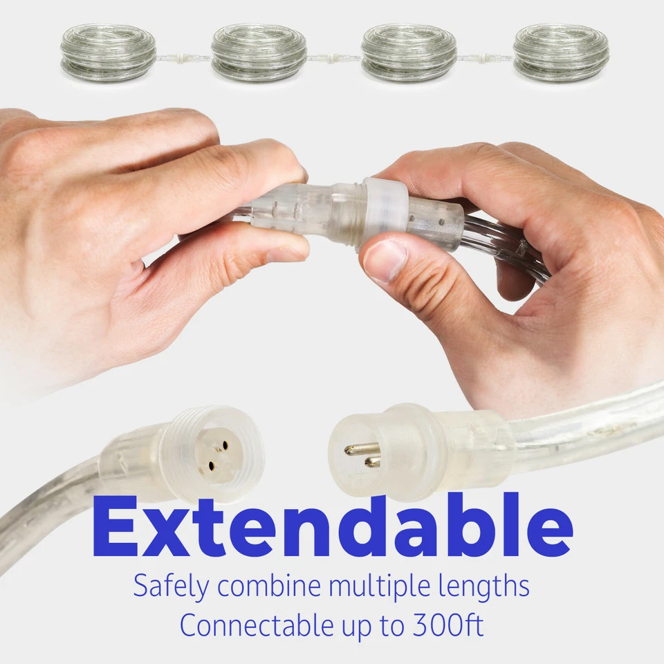 Luz LED de cuerda para exteriores de 10' 20' 25' 50' 100' 150 pies resistente al agua se extiende a 300' Foto 4 de 4