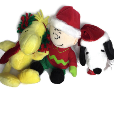 Charlie Brown Snoopy Woodstock Christmas Plush Stuffed Animal Toy Trio | eBay