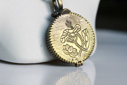 Halskette Medaillon Blüte Kette Vintage bronze Geschenk Frauen Mutter Schwester - Bild 5 von 6