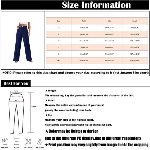 Women Wide Leg Business Pants Solid High Waist Straight Long Work Trousers Pants - Picture 36 of 42