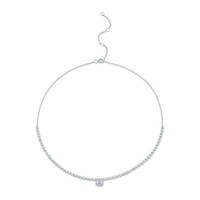 Diamant Tennis Halskette Baguette AnhäNger 14K WeißGold Zertifiziert NatüRlich