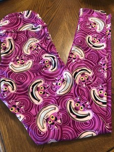 New-LuLaRoe-OS-Disney-Alice-in-Wonderland-Cheshire-Cat-Leggings-Pink-Purple