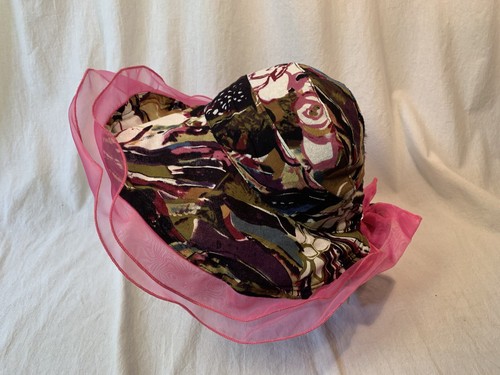 New with Tag Kelita Pink Organza Trim Floral Cotton Adjustable Wrap Sun Hat - Picture 4 of 15
