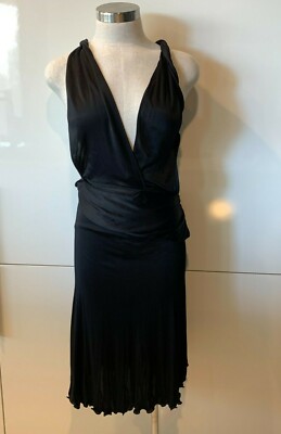 VERSACE Black Viscose Slinky Knit Jersey,Cross-Back Strappy