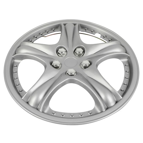 13" Set of 4 Wheel Covers Full Rim Snap On Hub Caps Silver Fit R13 Tire & Wheels - Picture 7 of 9