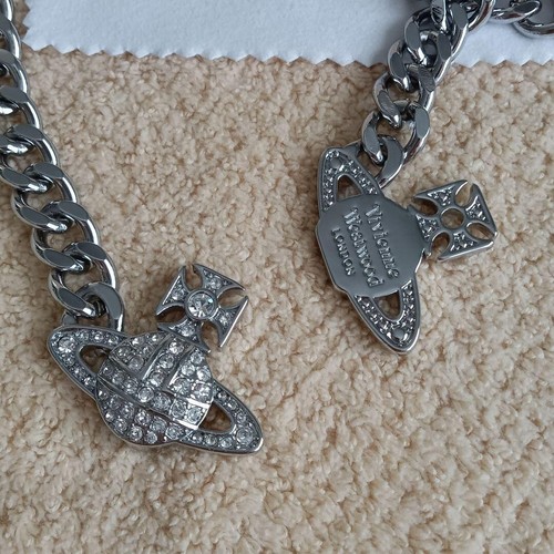 Vivienne Westwood GRAZIELLA Silver Orb Necklace Choker Chain Outlet authentic - Picture 3 of 4