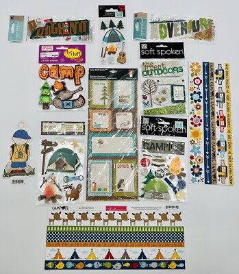 Camp Sticker Craft Camping Scrapbook Camp Tent Outdoors Craft Stickers & Border ...